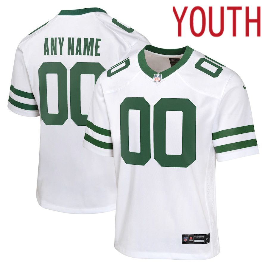 Youth New York Jets Nike Legacy White Custom Game NFL Jersey